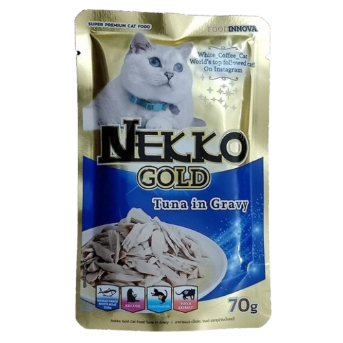 Nekko pouch Gold Tuna in gravy adult 70gm.