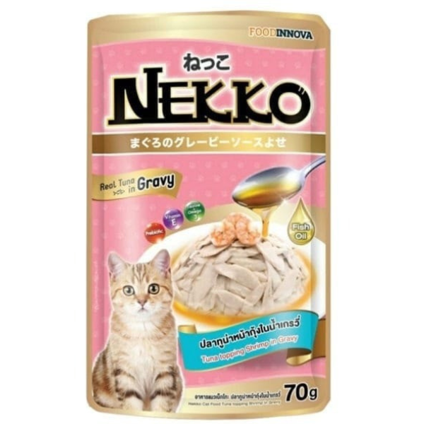 Nekko pouch Tuna topping Shrimp  70gm.