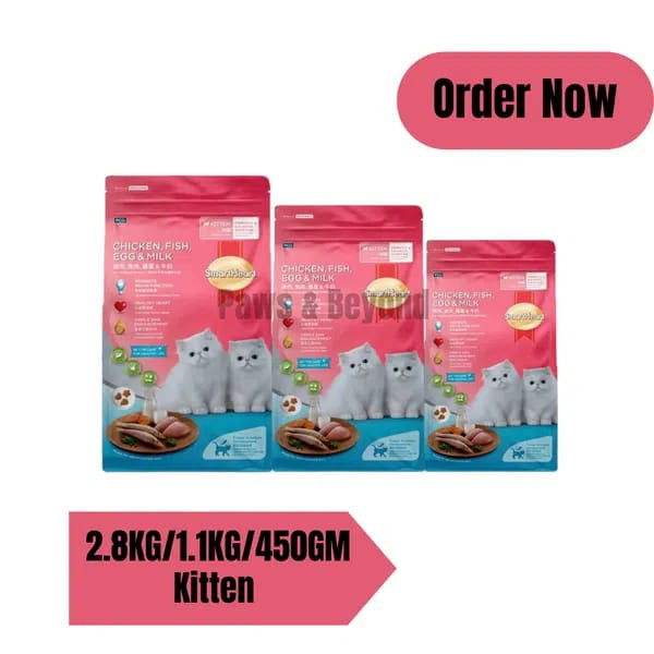 Smart Heart cat food chicken,fish,egg & milk flavour 450gm/1.1kg/2.8kg kitten