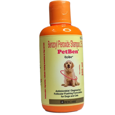 PetBen Benzoyl Peroxide Shampoo 2.5% – Medicated Skin Care Shampoo for Dogs & Cats (200ml)