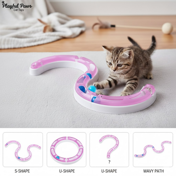 S-Shaped Interactive Cat Ball Track Toy